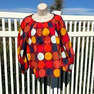 Kate Spade Autumn Colored Peasant Smock style Top Size M